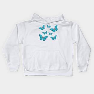 Vintage blue butterflies Kids Hoodie